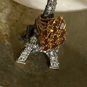 Vintage Gold Ring cocktail ring with Topaz stones 18 kt hge